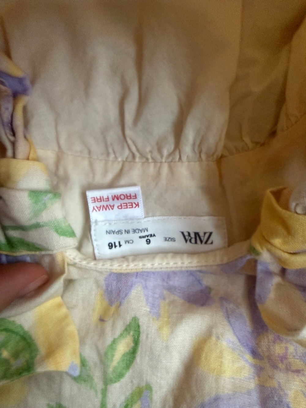 Zara Yellow and Lavender Floral Cotton Dress - Picture 3 of 3